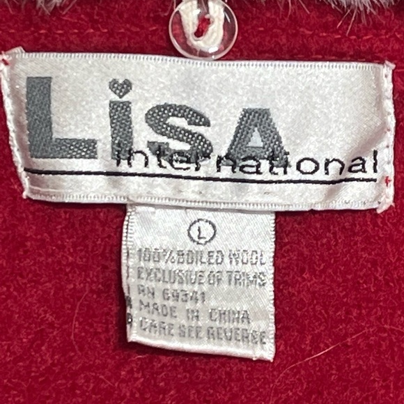 Lisa International Boiled Wool Red Vest Large Polar Bear Snowflake Embellished - Picture 13 of 16